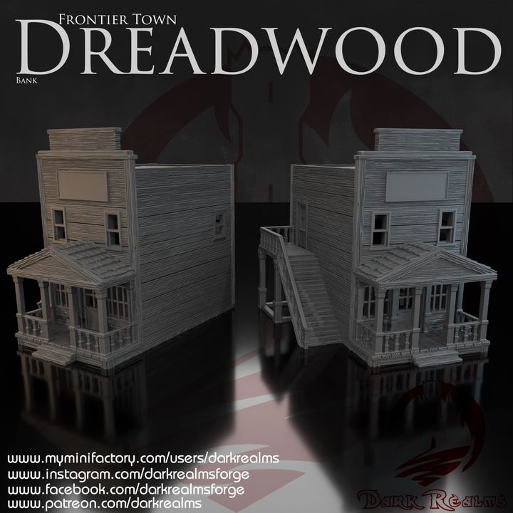 Dreadwood, a Wild West Frontier Town. Bank