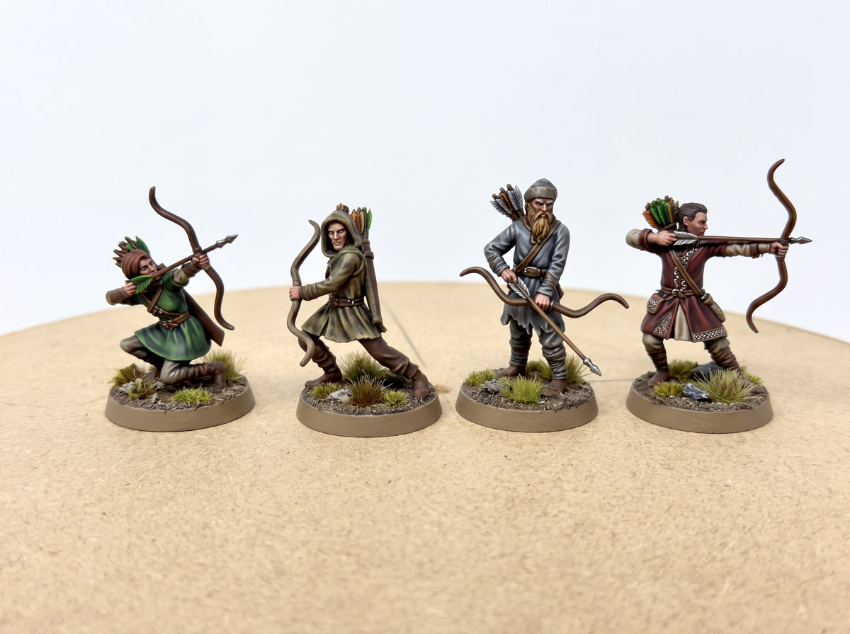 Driftport Militia Archers. 4 unpainted 28mm figures with bases