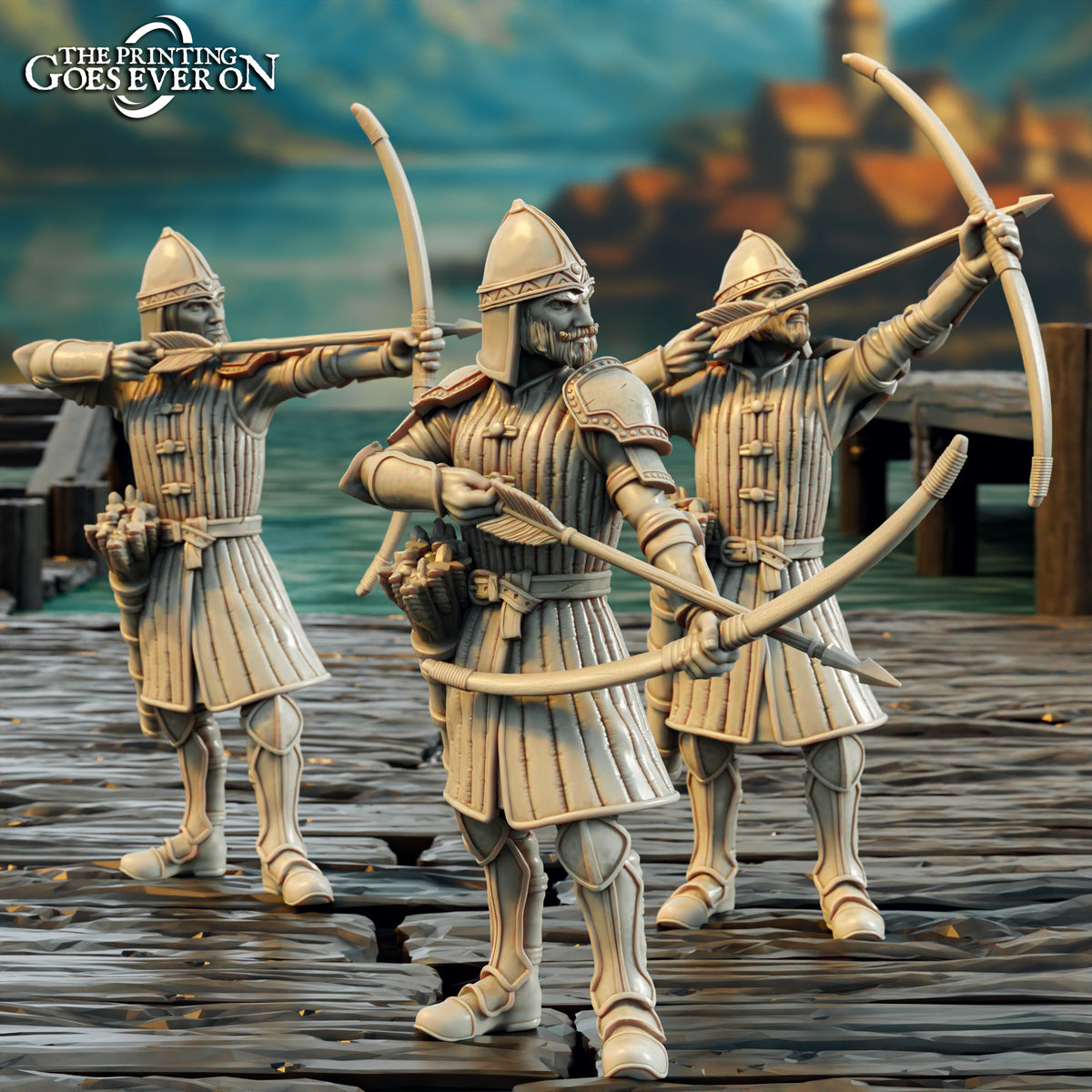 Driftport  Archers. A fishing village on a lake.