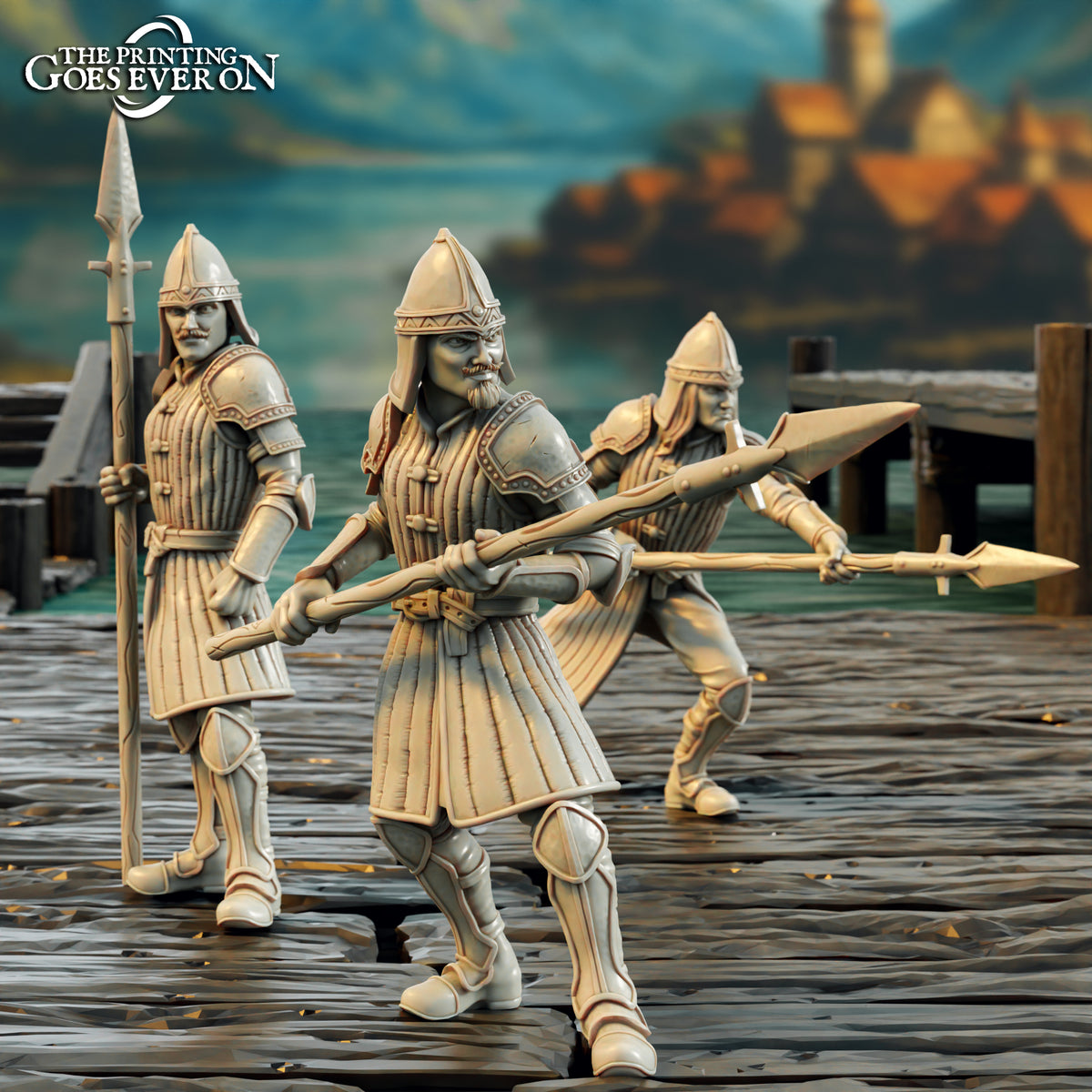 Driftport  Spearmen. A fishing village on a lake.
