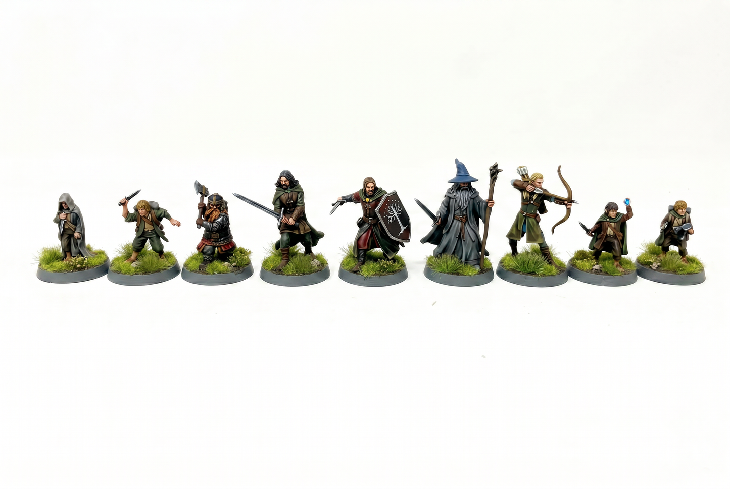 The Quests Awaits. Nine unpainted Adventurers