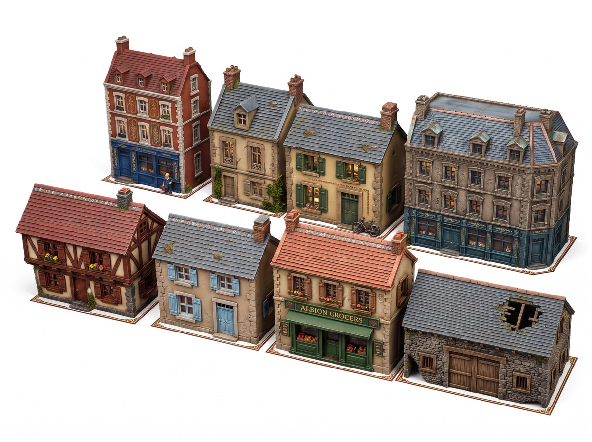 WW2 French Town and City Buildings 3d Printed Tabletop Scenery for Epic Scale