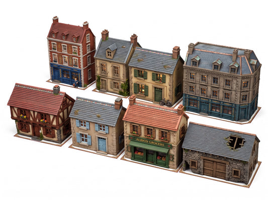 WW2 French Town and City Buildings 3d Printed Tabletop Scenery for Epic Scale