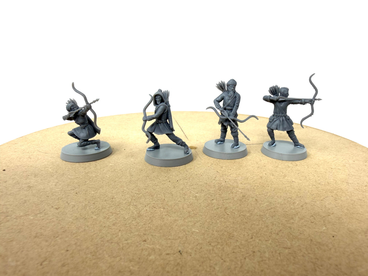 Driftport Militia Archers. 4 unpainted 28mm figures with bases
