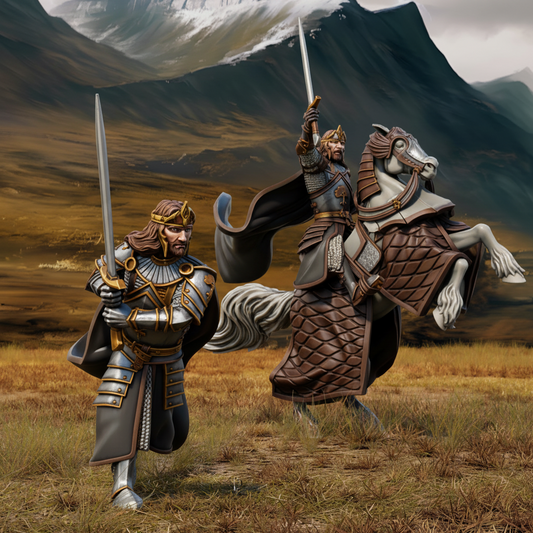 King Aranglor on foot and mounted