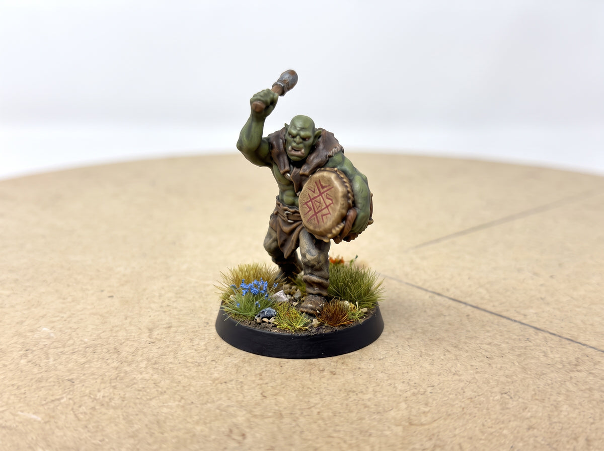 Orc Warband with Troll. 11 Unpainted Miniatures with Bases