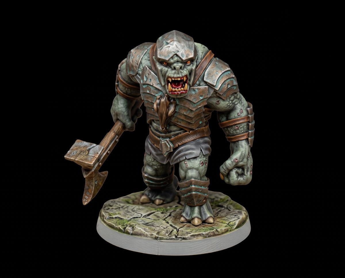 Orc Warband with Troll. 11 Unpainted Miniatures with Bases