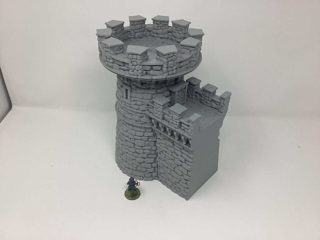 Castle Argent Wall Tower Connecting Sections: Wargaming Scenery