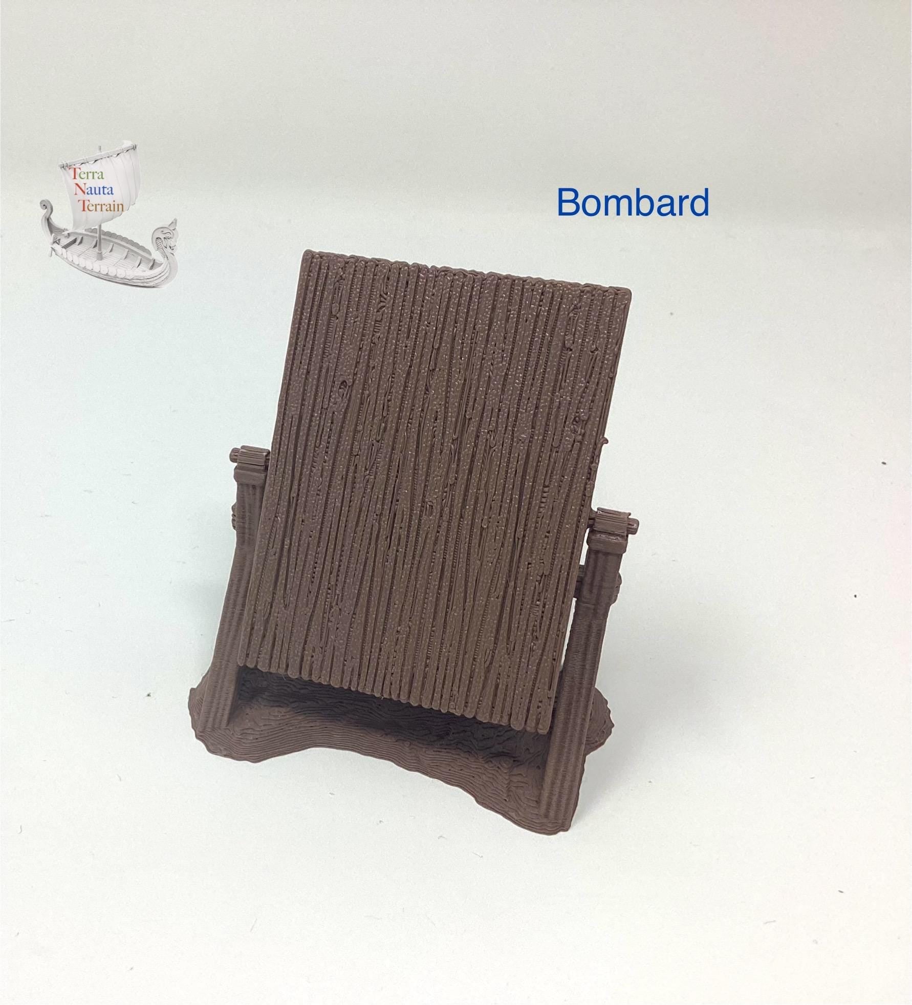 Bombard with moveable protective shield