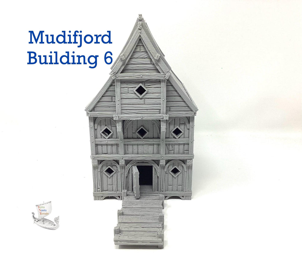 Mudifjord Building 6. A fishing village on a lake.