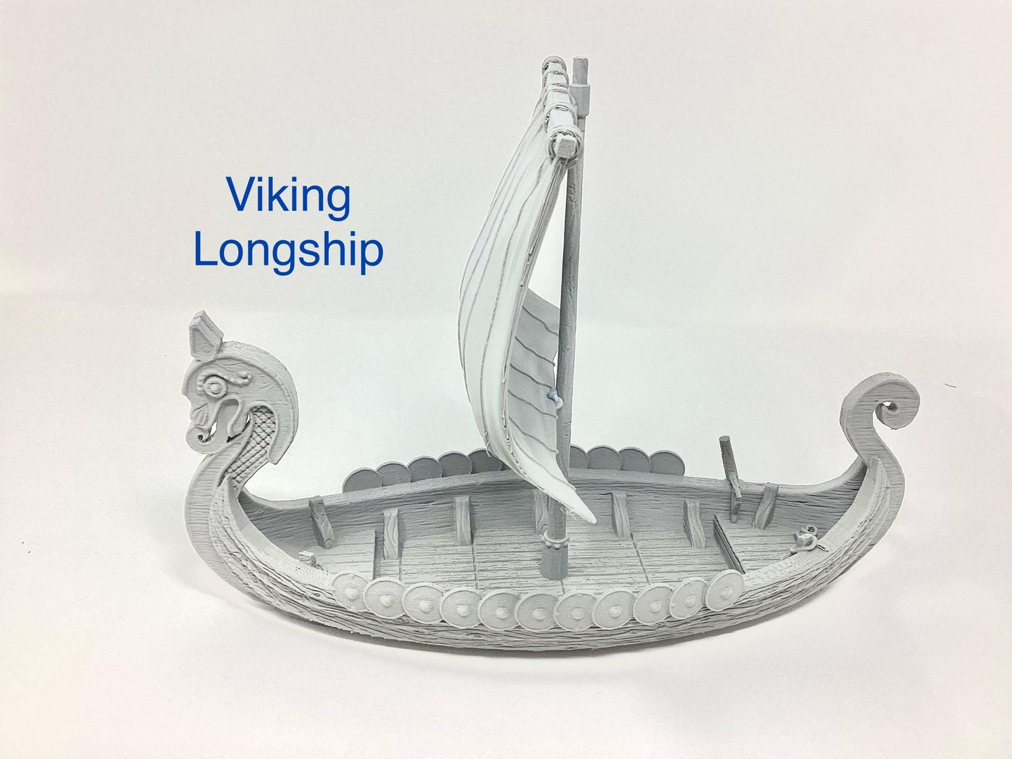 3D Printed Viking Longship Model: Unpainted PLA Filament
