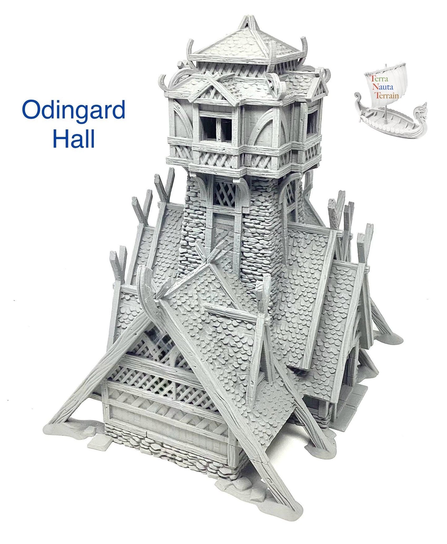 Odingard Hall: Viking Terrain Model - 3D Printed Unpainted