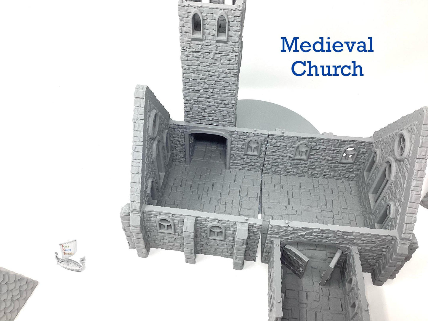 3D Printed Medieval Church: Unpainted PLA Filament Model