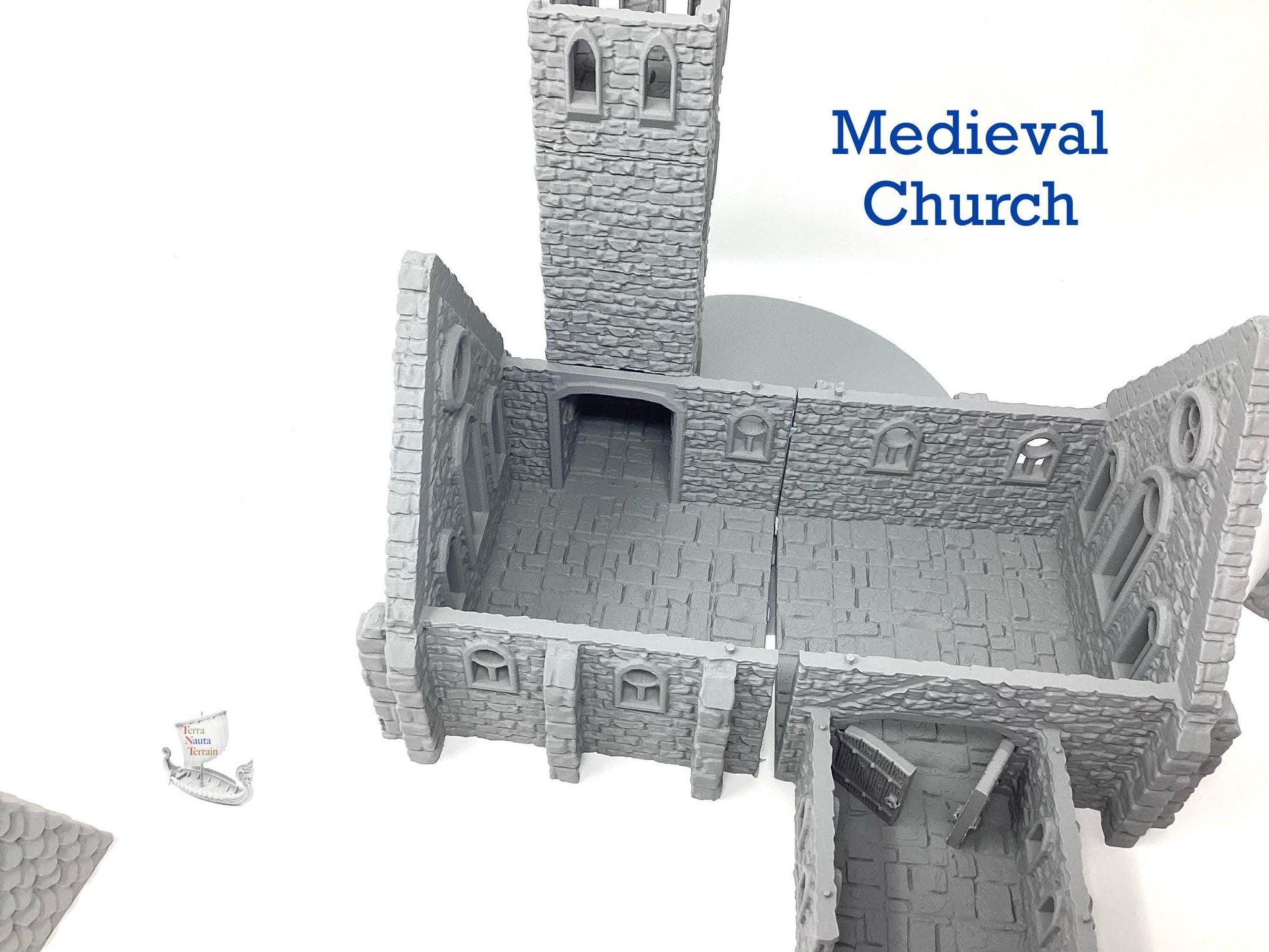 3D Printed Medieval Church: Unpainted PLA Filament Model