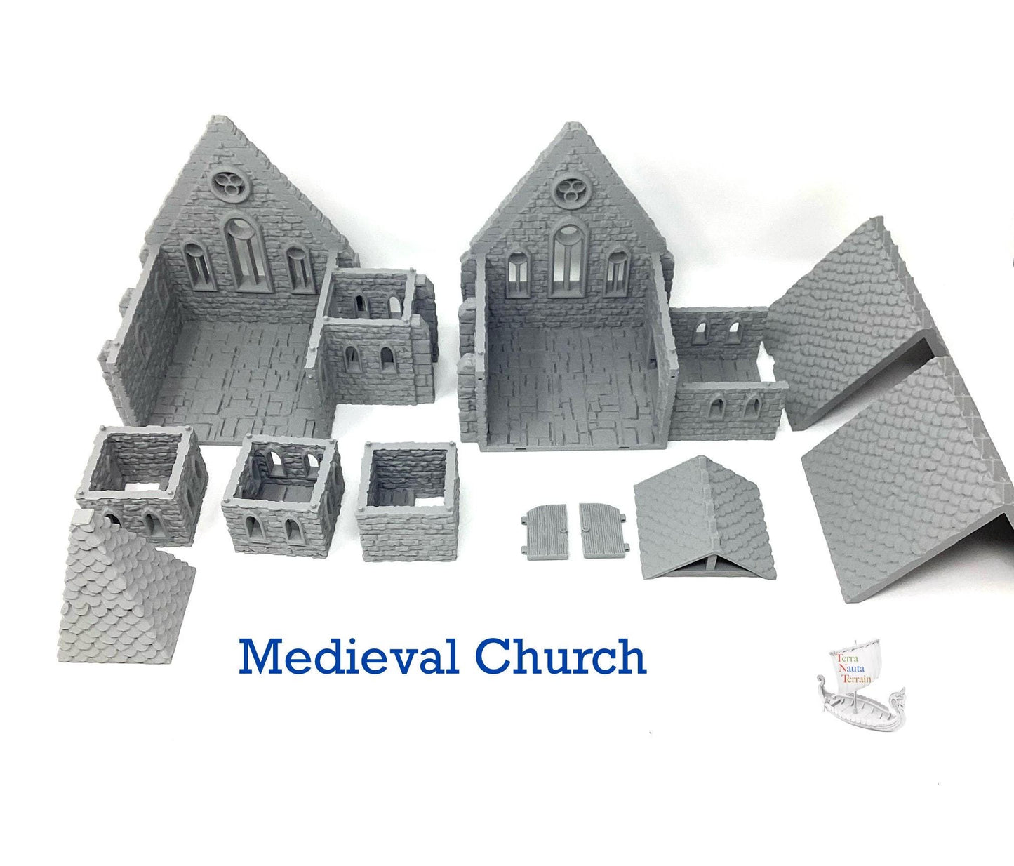 3D Printed Medieval Church: Unpainted PLA Filament Model