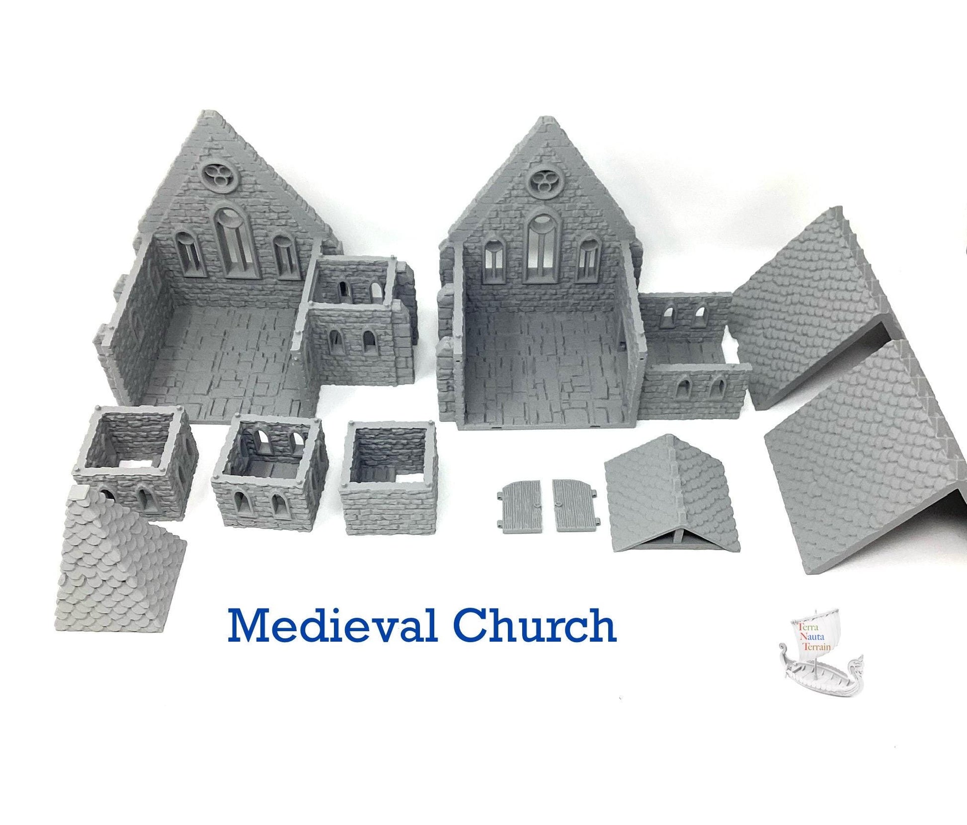 3D Printed Medieval Church: Unpainted PLA Filament Model