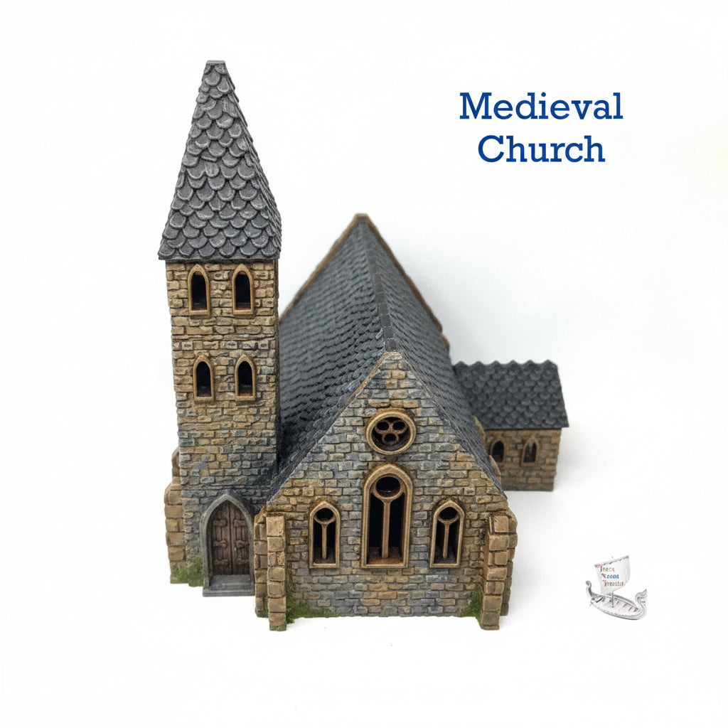 3D Printed Medieval Church: Unpainted PLA Filament Model
