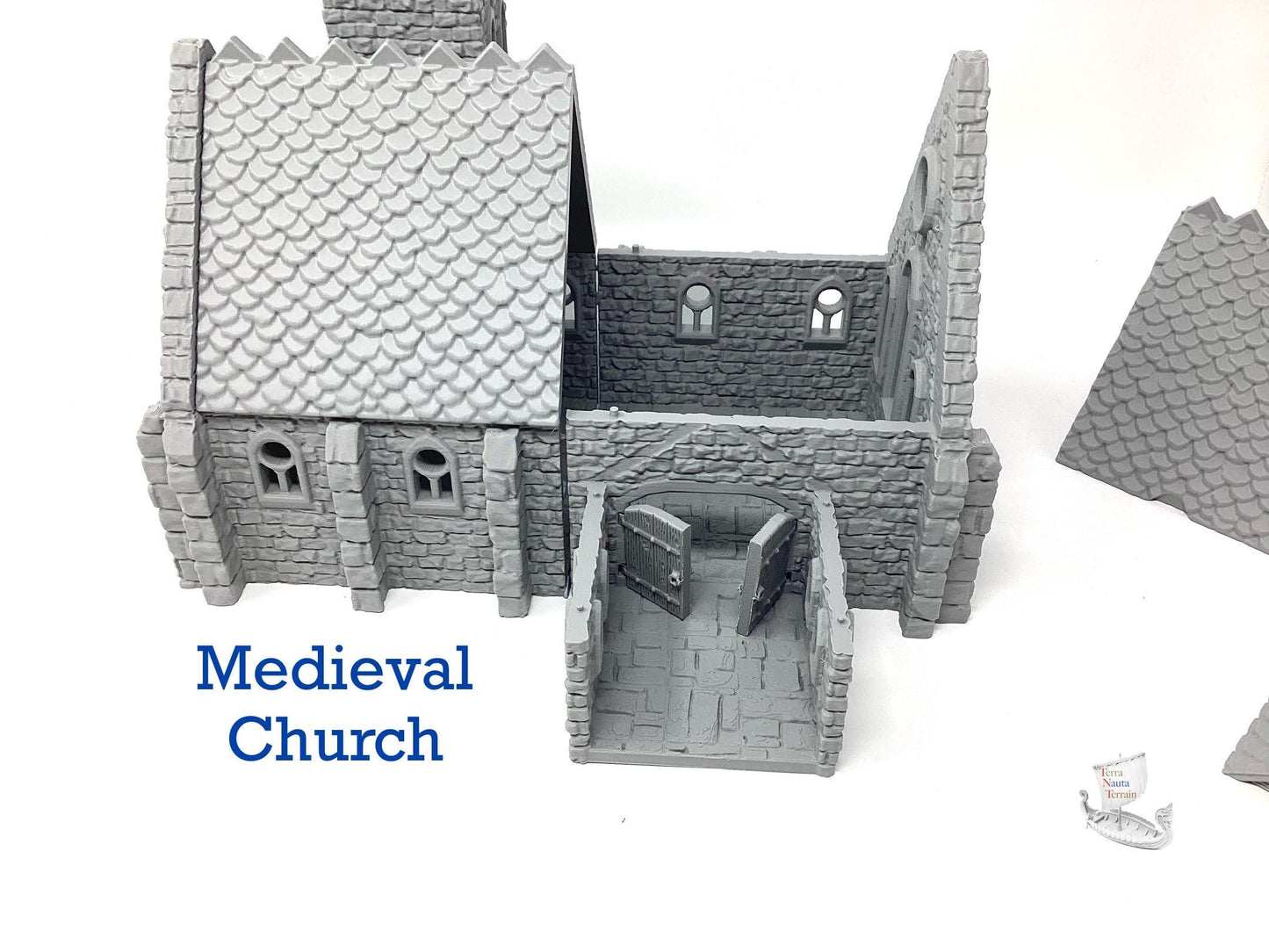 3D Printed Medieval Church: Unpainted PLA Filament Model