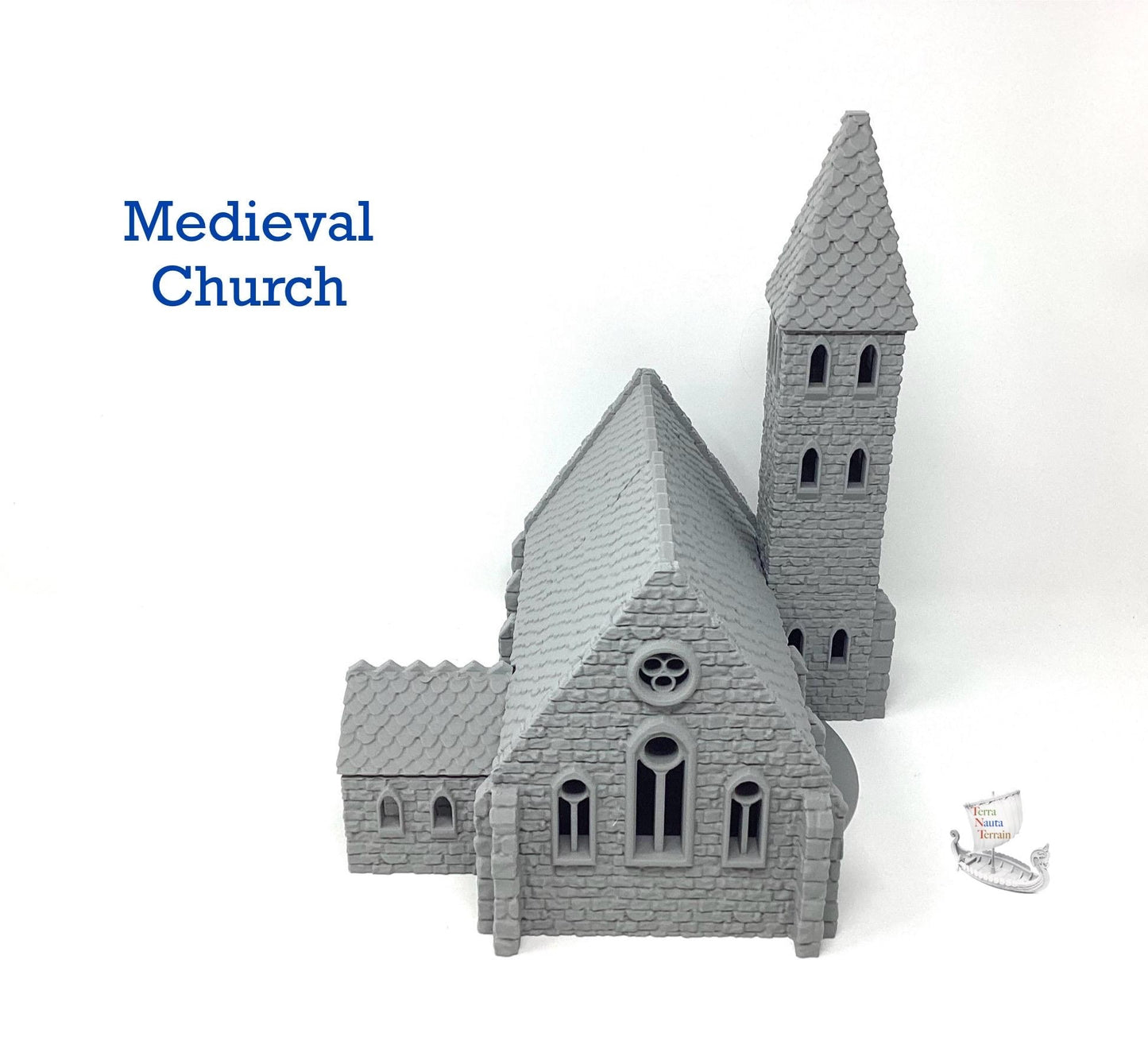 3D Printed Medieval Church: Unpainted PLA Filament Model