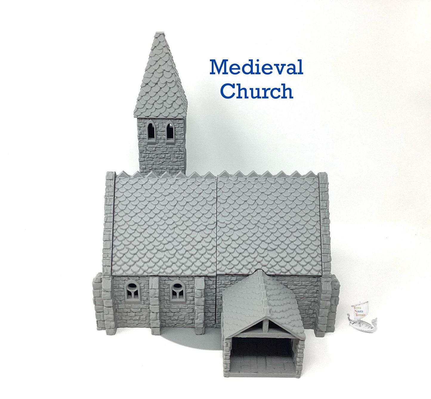 3D Printed Medieval Church: Unpainted PLA Filament Model