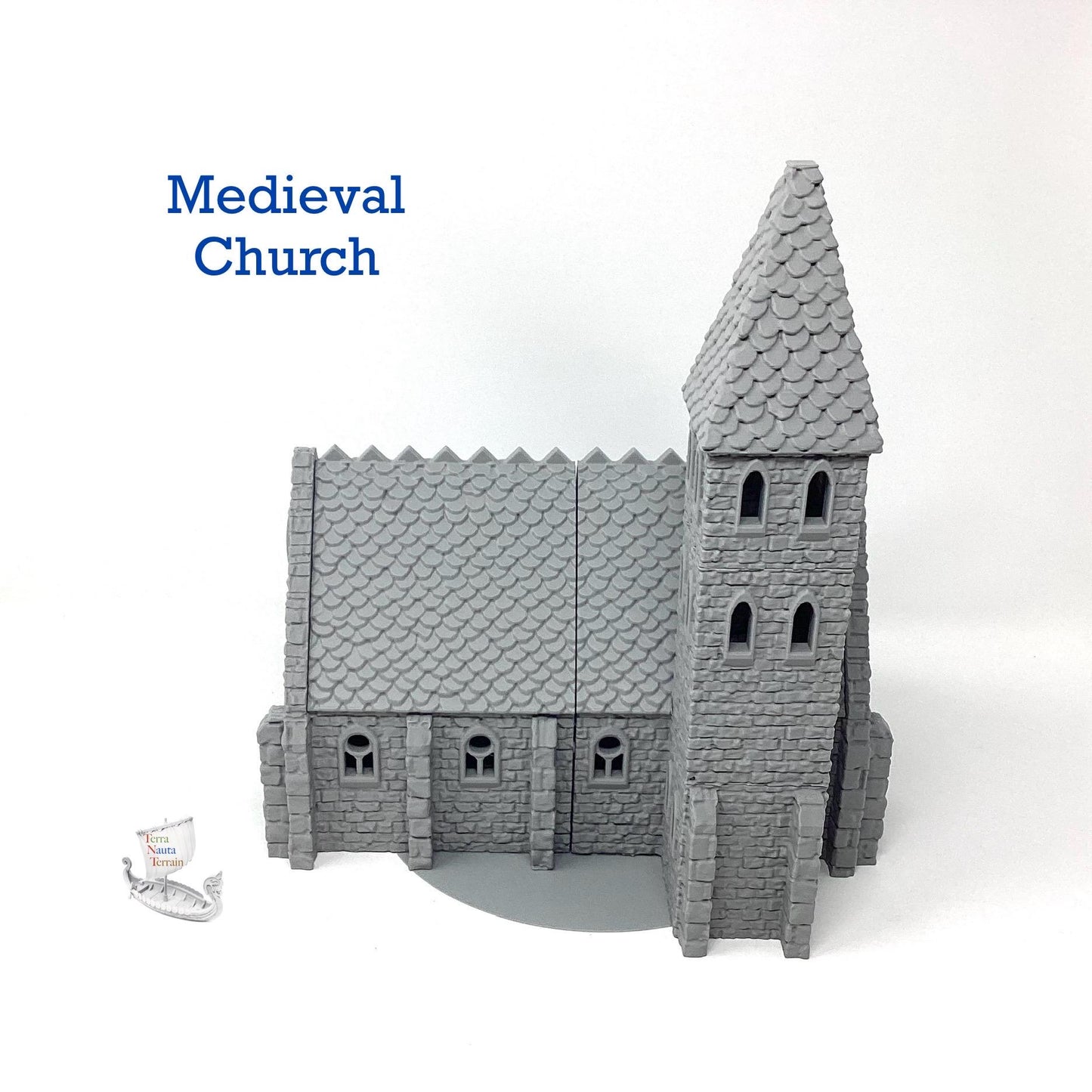 3D Printed Medieval Church: Unpainted PLA Filament Model