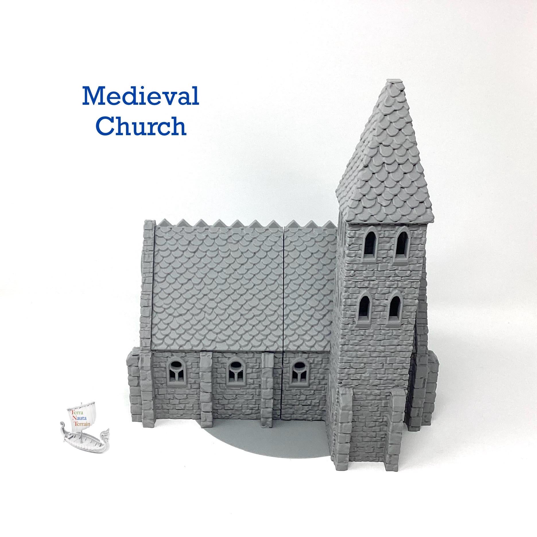 3D Printed Medieval Church: Unpainted PLA Filament Model