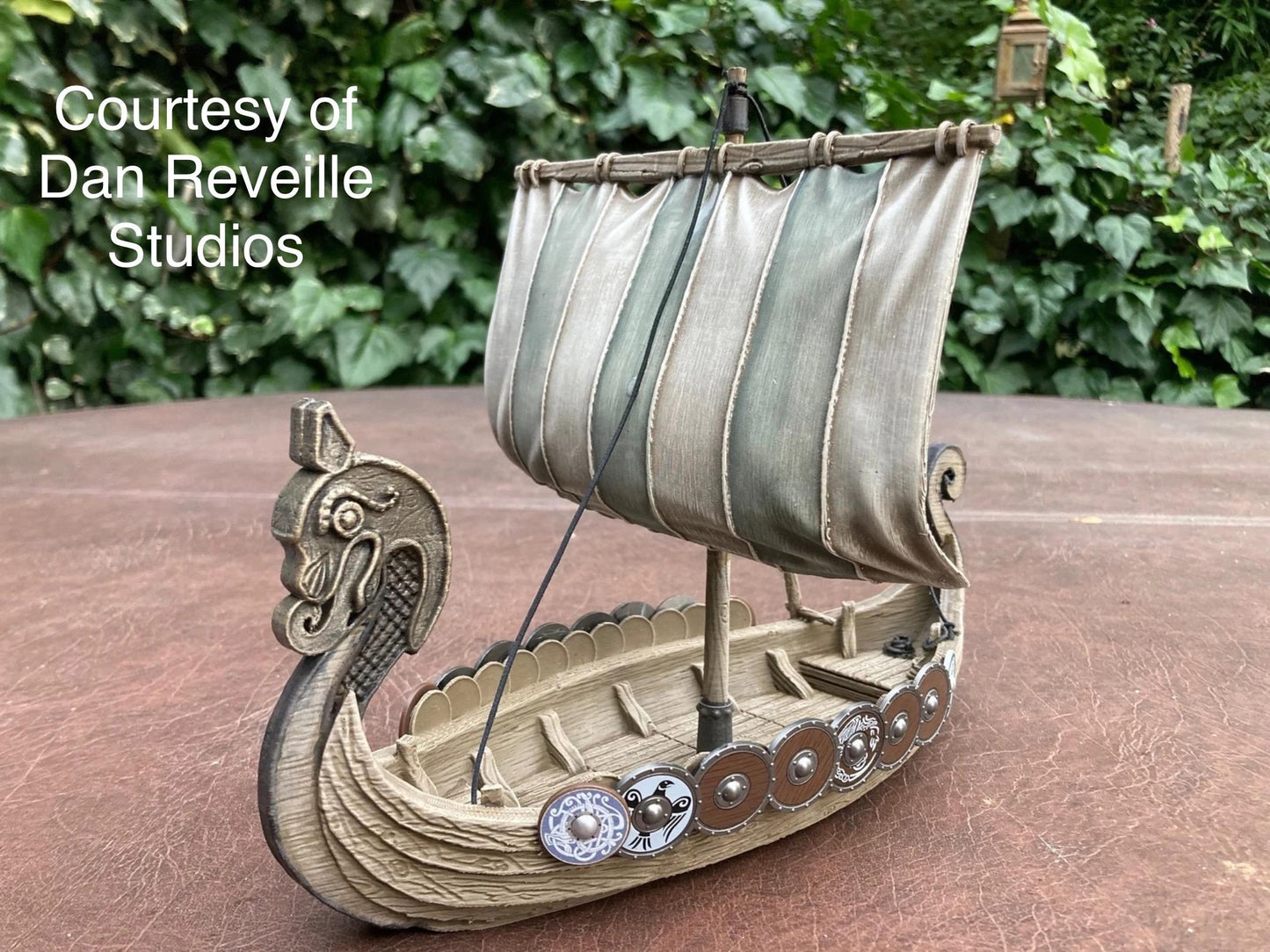 3D Printed Viking Longship Model: Unpainted PLA Filament