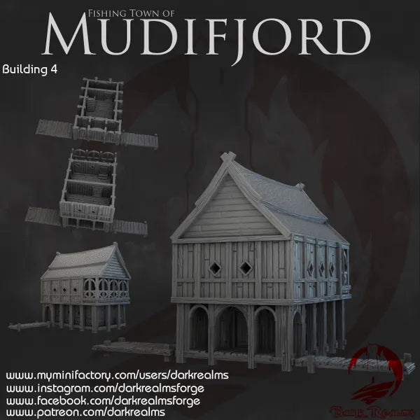 Mudifjord Building 4. A fishing village on a lake.
