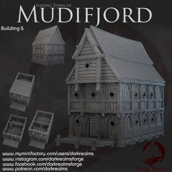 Mudifjord Building 6. A fishing village on a lake.