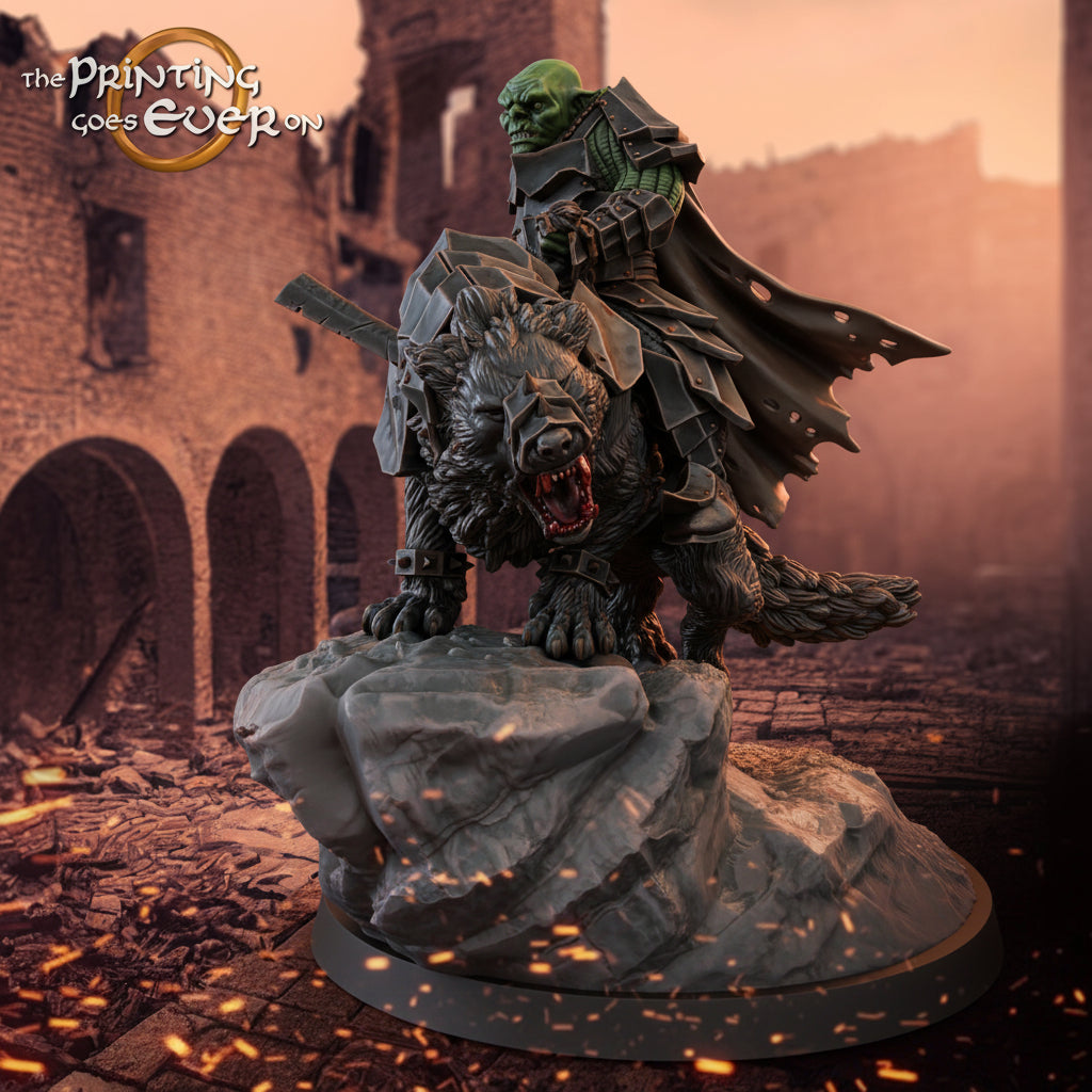 Orc Commander mounted on Warg with cleaver