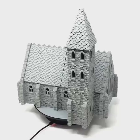 3D Printed Medieval Church: Unpainted PLA Filament Model