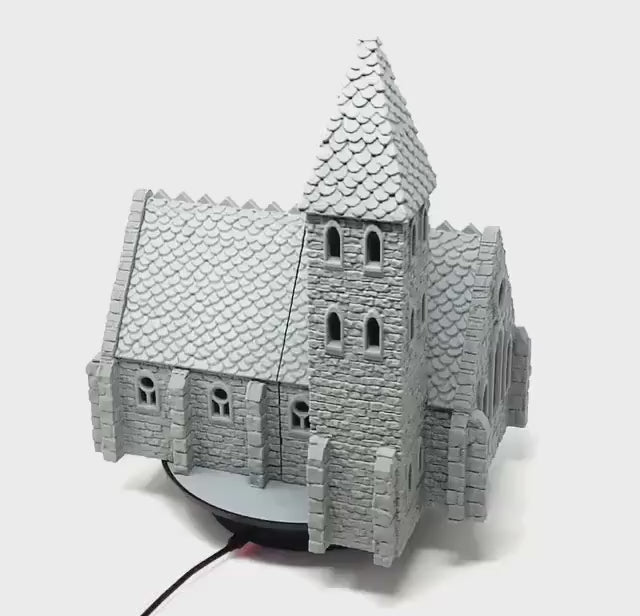 3D Printed Medieval Church: Unpainted PLA Filament Model