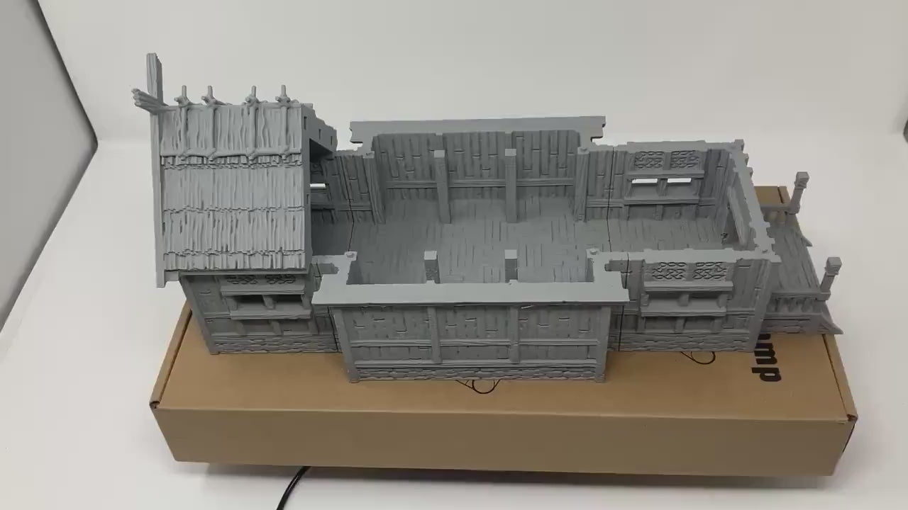 Viking Hall: Unpainted Miniature Terrain