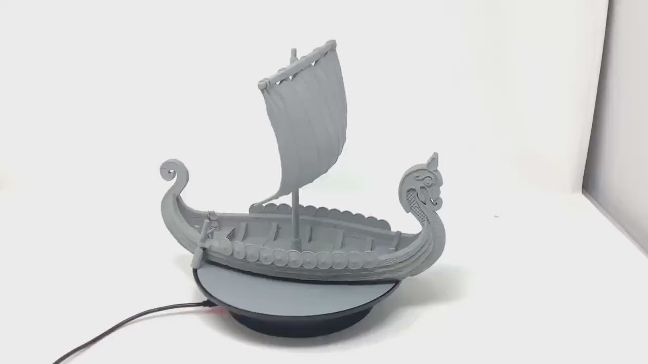 3D Printed Viking Longship Model: Unpainted PLA Filament